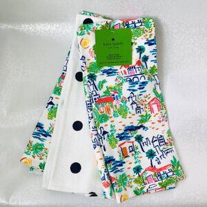 KATE SPADE  Kitchen Towels 100% Cotton House & Dot  3 Set